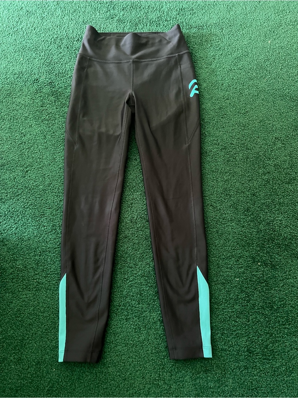Women’s Black Swim Leggings with Aqua Accents